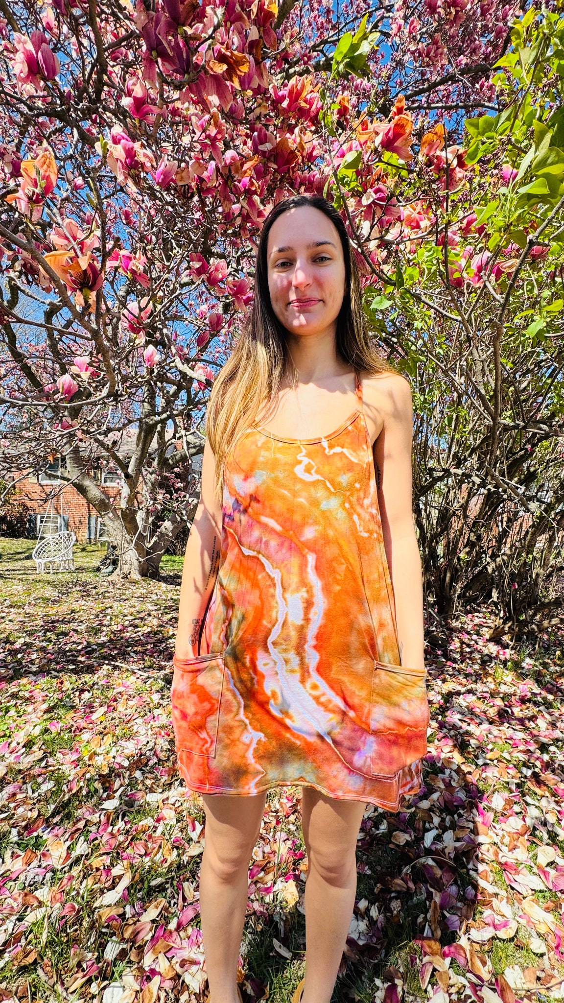 Small Play Date Dress with pockets and built in romper