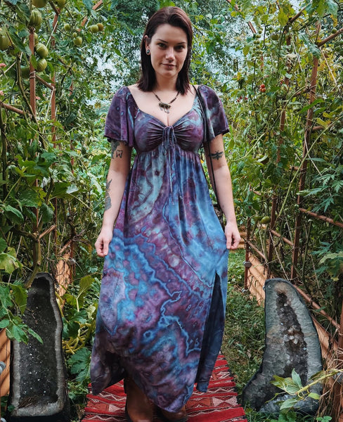 Large Flutter Dress discounted, frayed string -please readW POCKETS!