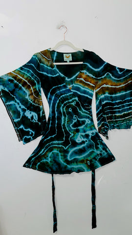 Small/Medium ( could fit large) High Vibration Wrap conservative MINI Dress 33.5"