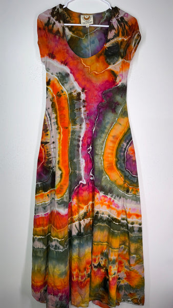 XL Grounded Cap Sleeve Slit Dress
