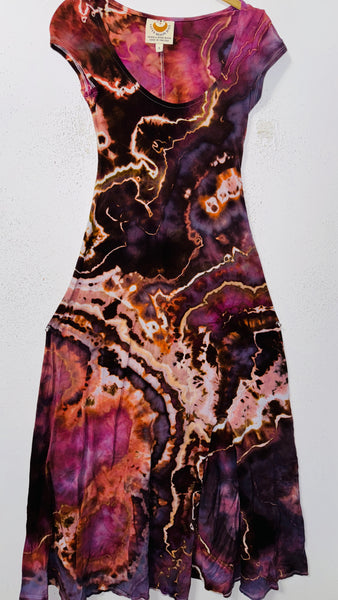 Small Grounded Cap Sleeve Slit Dress