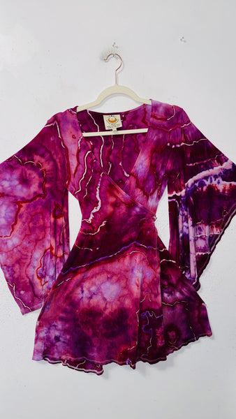 Small/Medium ( could fit large) High Vibration Wrap conservative MINI Dress 33.5"