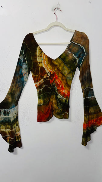 Ripple Bell Sleeve Cinch top large