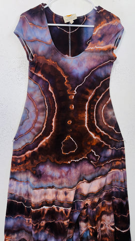 XL Grounded Cap Sleeve Slit Dress