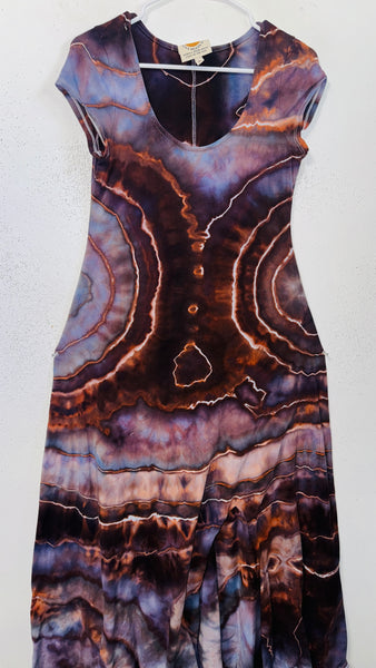 XL Grounded Cap Sleeve Slit Dress