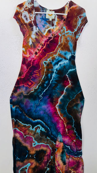 XL Grounded Cap Sleeve Slit Dress