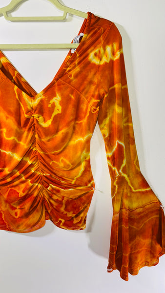 Ripple Bell Sleeve Cinch top large