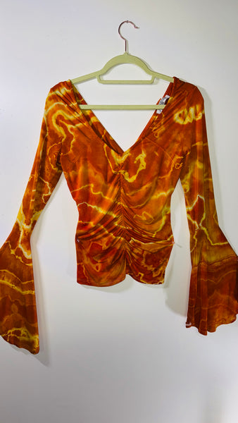 Ripple Bell Sleeve Cinch top large