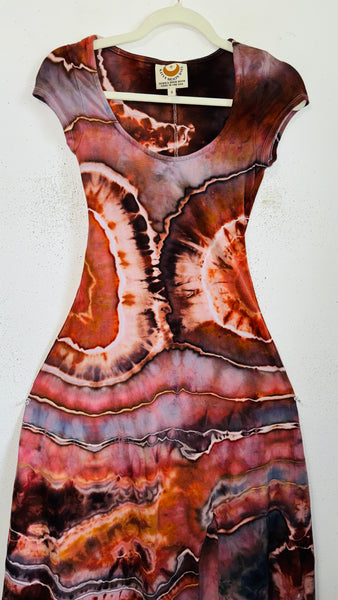 Small Grounded Cap Sleeve Slit Dress