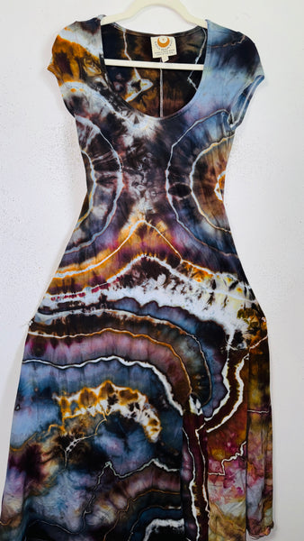 Large Grounded Cap Sleeve Slit Dress