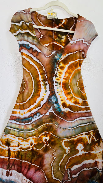 Large Grounded Cap Sleeve Slit Dress