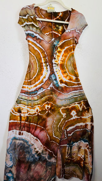 Large Grounded Cap Sleeve Slit Dress