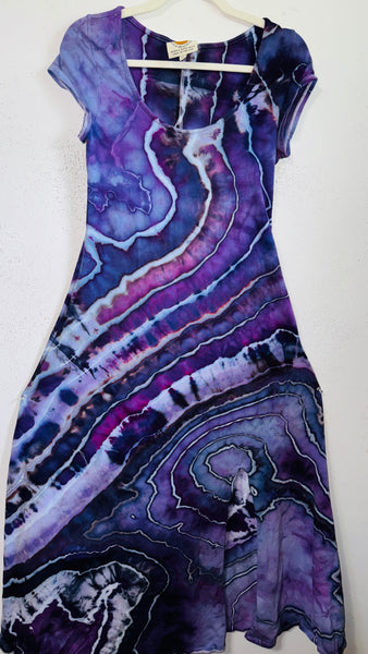 XL Grounded Cap Sleeve Slit Dress