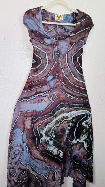Large Grounded Cap Sleeve Slit Dress