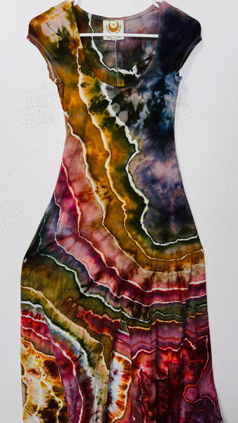 Small Grounded Cap Sleeve Slit Dress