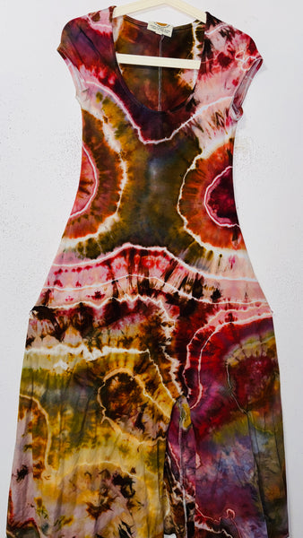 Large Grounded Cap Sleeve Slit Dress