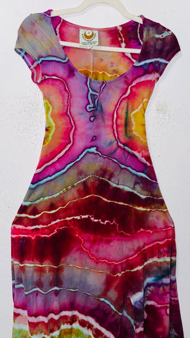 Small Grounded Cap Sleeve Slit Dress