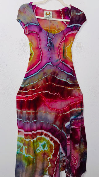 Small Grounded Cap Sleeve Slit Dress