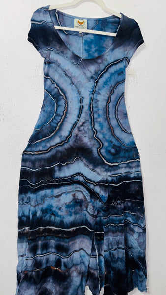 Large Grounded Cap Sleeve Slit Dress
