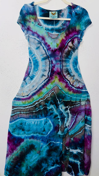 XL Grounded Cap Sleeve Slit Dress