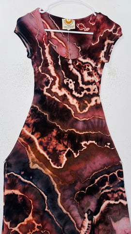 Small Grounded Cap Sleeve Slit Dress