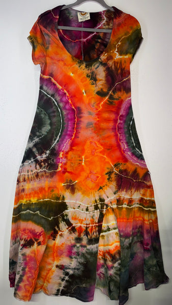 2XL Grounded Cap Sleeve Slit Dress