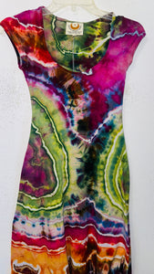 Small Grounded Cap Sleeve Slit Dress