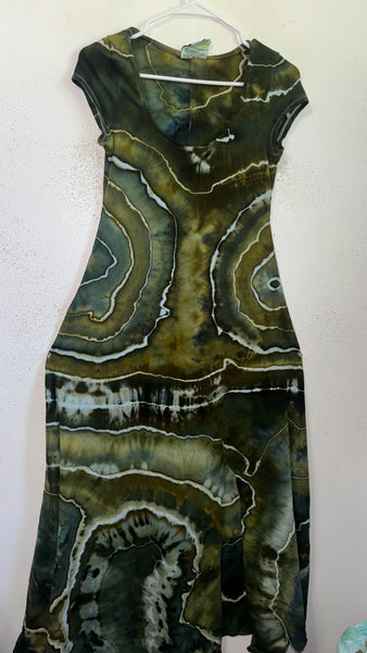 Large Grounded Cap Sleeve Slit Dress