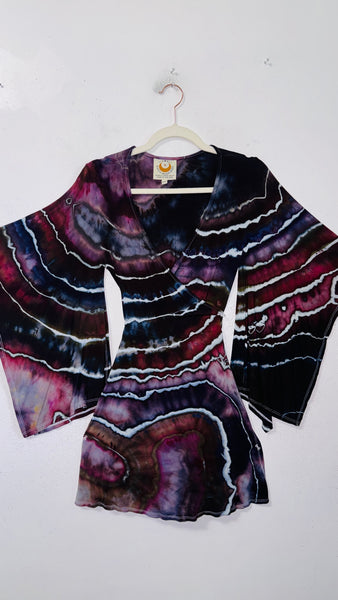 Small/Medium ( could fit large) High Vibration Wrap conservative MINI Dress 33.5"