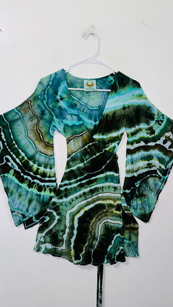 Small/Medium ( could fit large) High Vibration Wrap conservative MINI Dress 33.5"