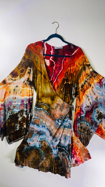 2xl/3xl High Vibration wrap MINI dress (could fit 4xl) 37"