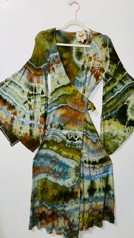 Small/Medium ( could fit large) High Vibration Wrap Maxi Dress (48" long)