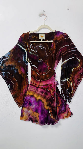 Small/Medium ( could fit large) High Vibration Wrap conservative MINI Dress 33.5"