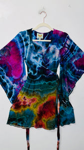 Small/Medium ( could fit large) High Vibration Wrap conservative MINI Dress 33.5"