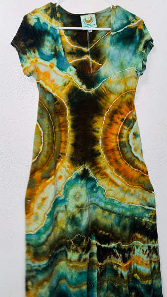 1XL Grounded Cap Sleeve Slit Dress