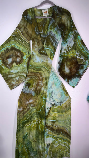 Small/Medium ( could fit large) High Vibration Wrap Maxi Dress (56" long)