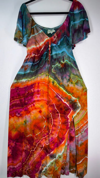 Large Flutter Dress discounted, frayed string -please readW POCKETS!
