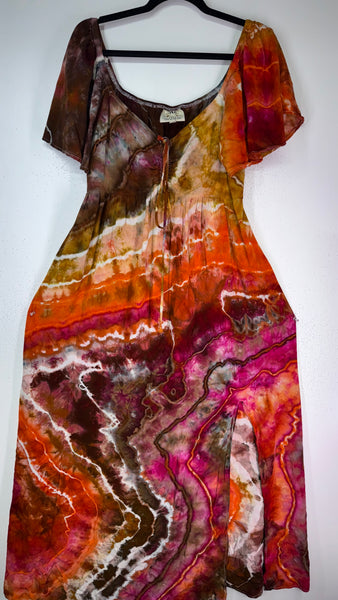 Large Flutter Dress discounted, frayed string -please readW POCKETS!