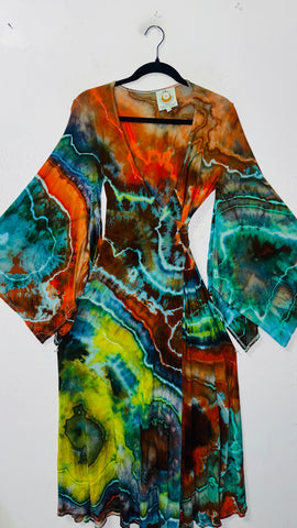 Small/Medium ( could fit large) High Vibration Wrap Maxi Dress (51" long)