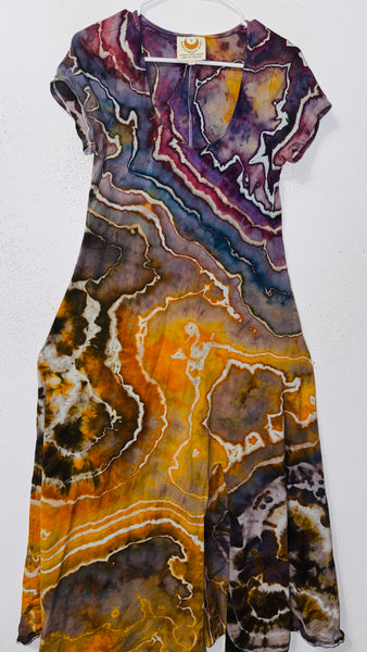 1XL Grounded Cap Sleeve Slit Dress