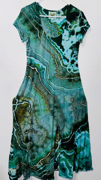 1XL Grounded Cap Sleeve Slit Dress