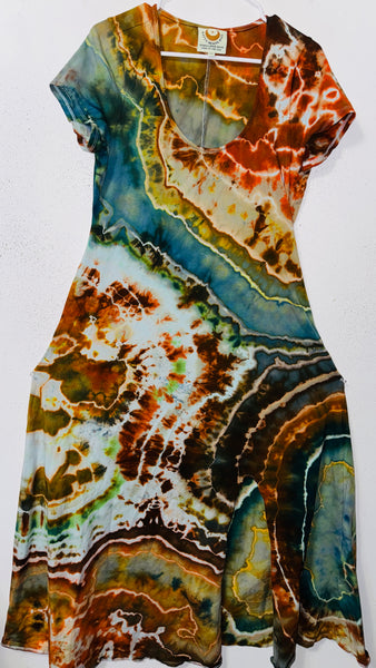 2XL Grounded Cap Sleeve Slit Dress