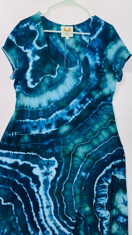 3XL Grounded Cap Sleeve Slit Dress