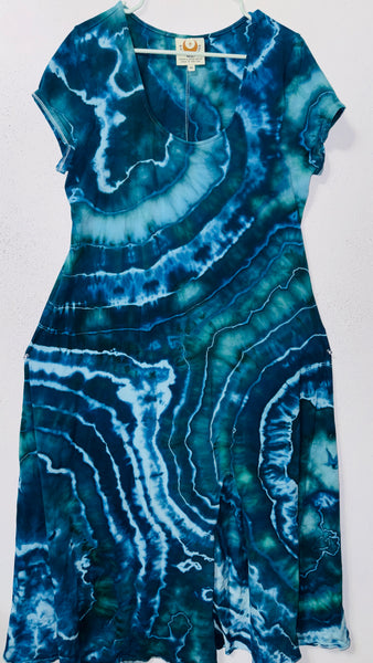 3XL Grounded Cap Sleeve Slit Dress