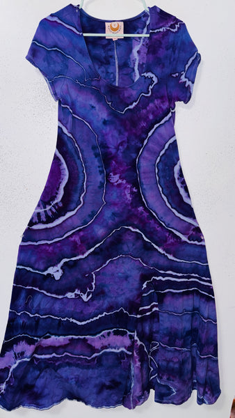 1XL Grounded Cap Sleeve Slit Dress