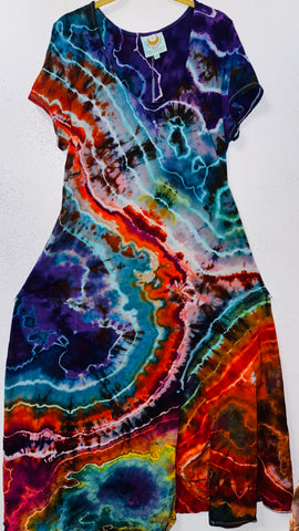 3XL Grounded Cap Sleeve Slit Dress
