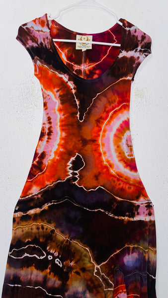 Small Grounded Cap Sleeve Slit Dress