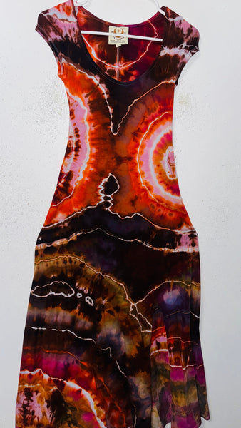 Small Grounded Cap Sleeve Slit Dress