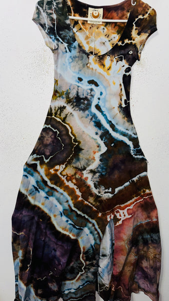 Small Grounded Cap Sleeve Slit Dress