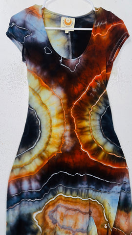 Large Grounded Cap Sleeve Slit Dress